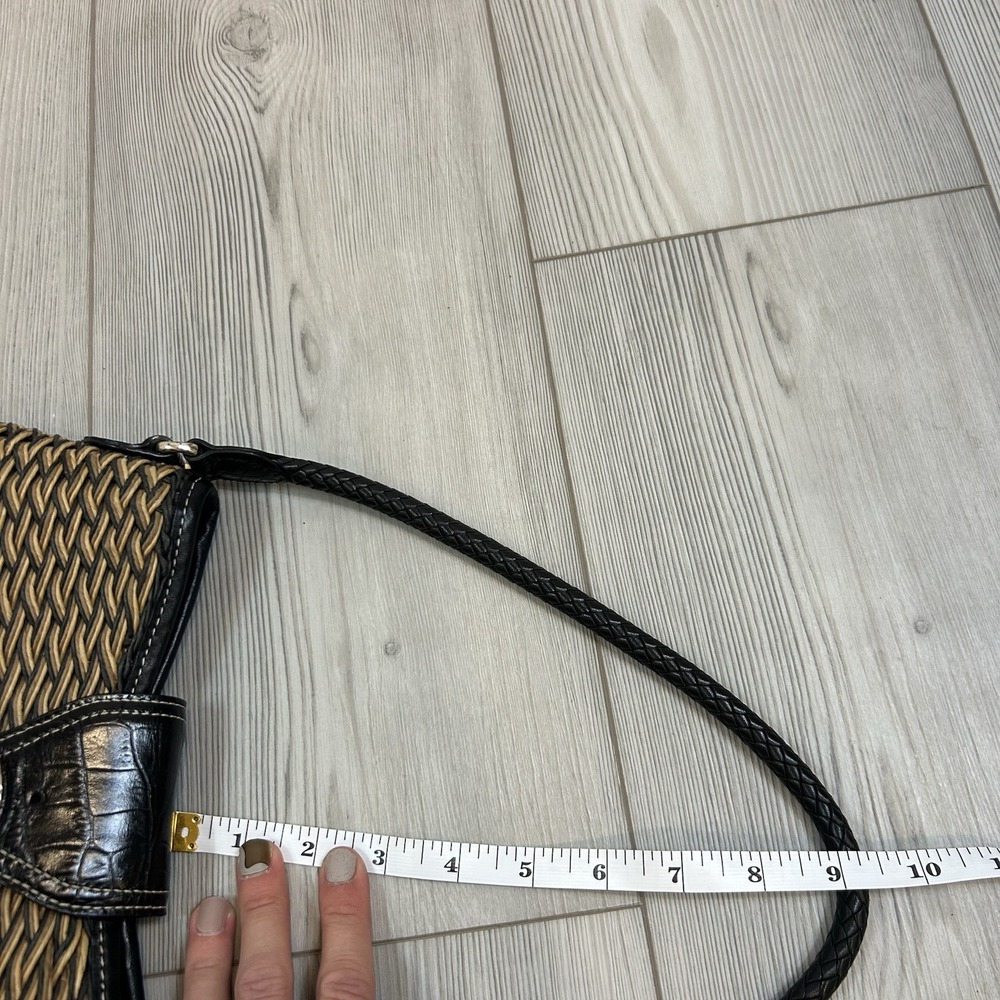 BRIGHTON Woven CORD Shoulder Bag with Leather Strap Closure Floral Fabric Lining - Picture 14 of 14